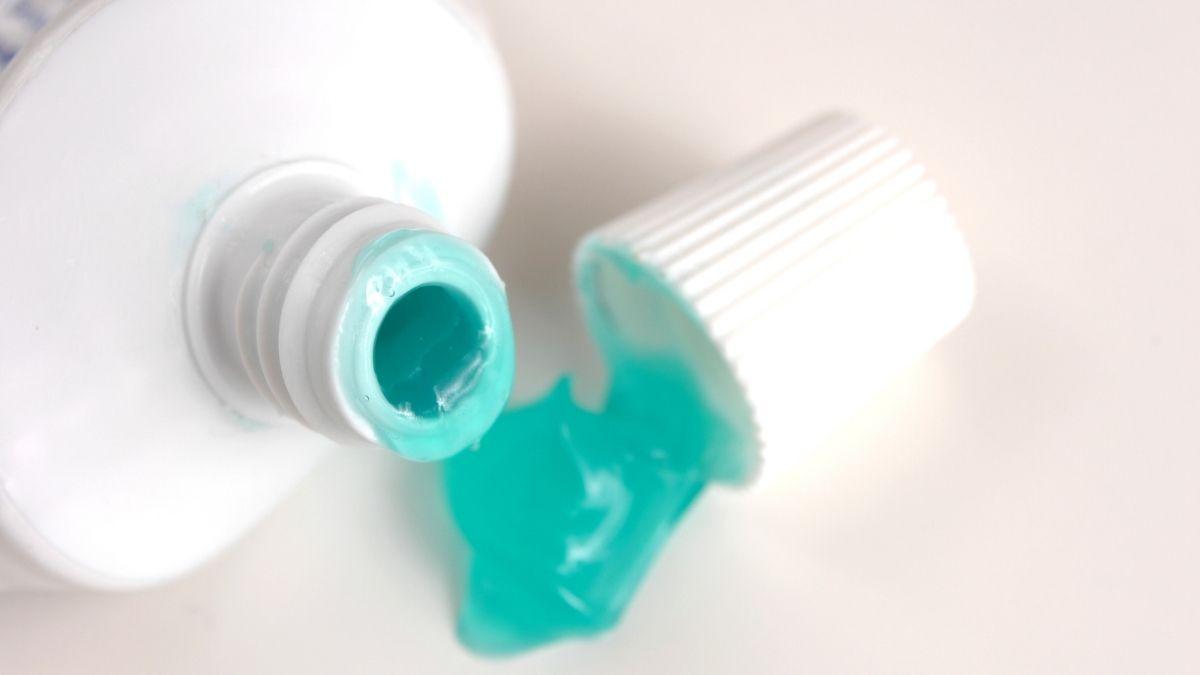 A squirted out bottle of toothpaste
