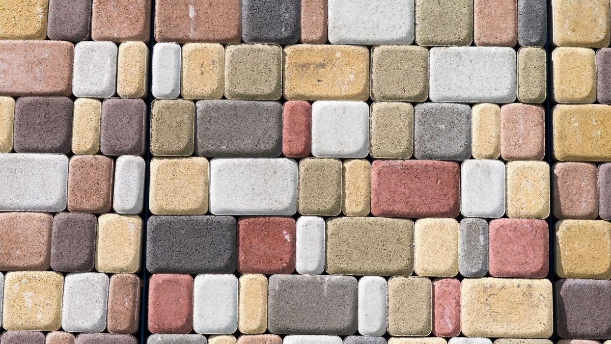 Brick pavers painted in different colors