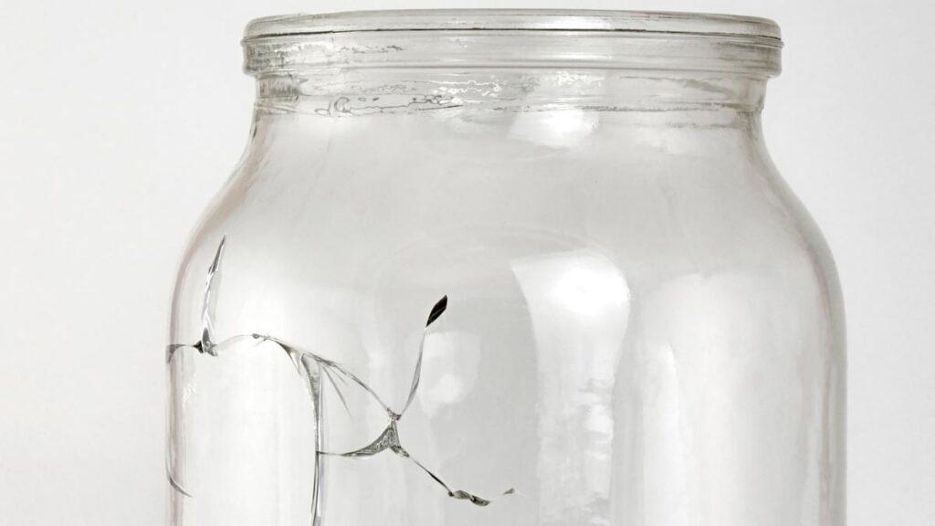 A cracked canning jar