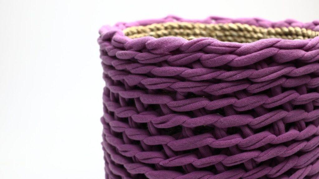 A purple yarn basket