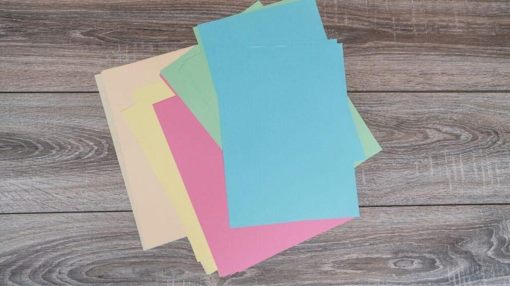 A selection of different colored paper