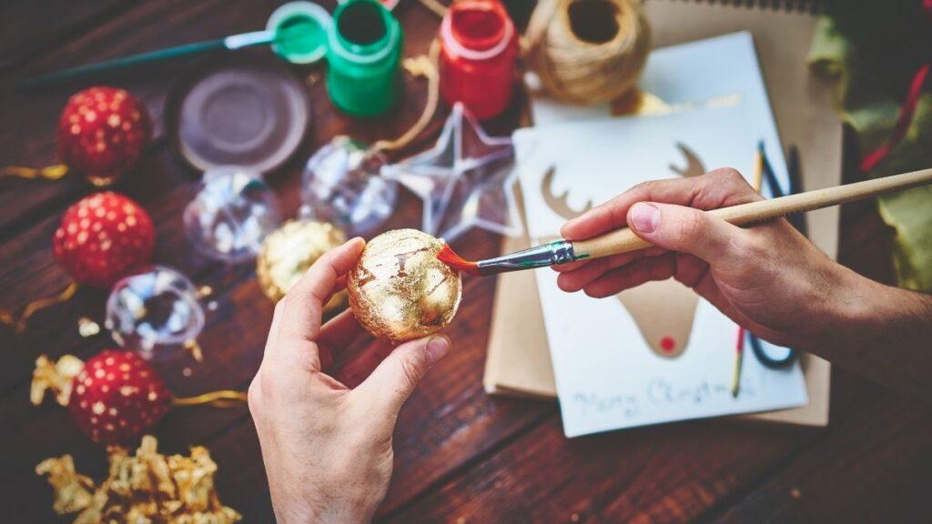 Hand painting Christmas ornaments