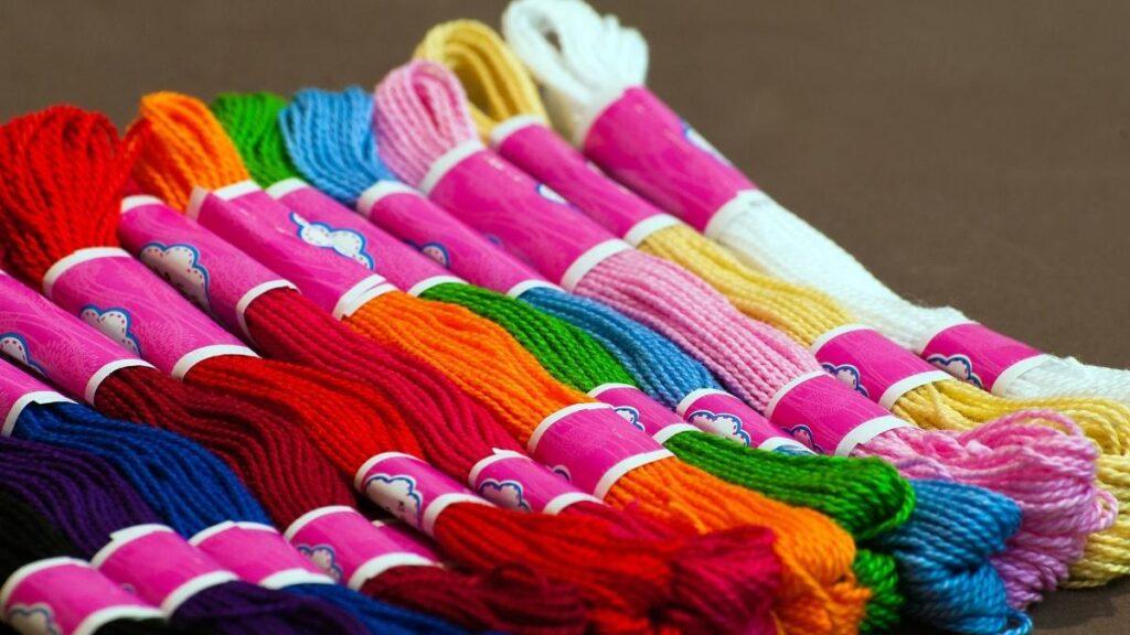 A selection of different colored embroidery floss