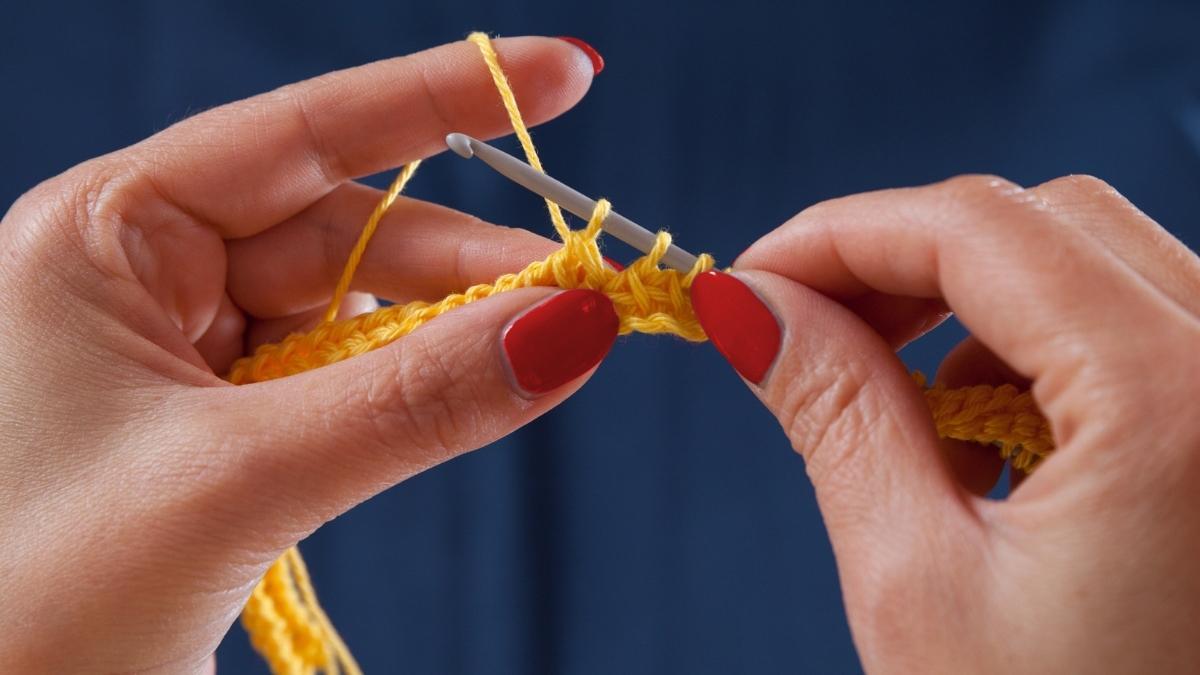 Crocheting a simple technique with a medium hook